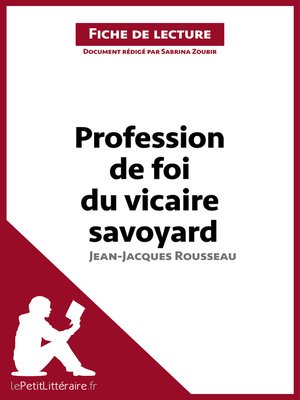 cover image of Profession de foi du vicaire savoyard de Jean-Jacques Rousseau (Fiche de lecture)